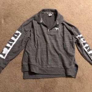 VS PINK grey pullover Quarter Zip Hoodie